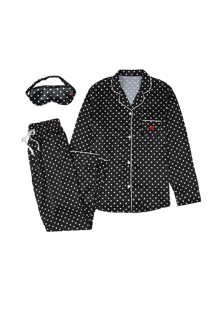 Black Polka Dot OR Pajama + Sleepmask Set